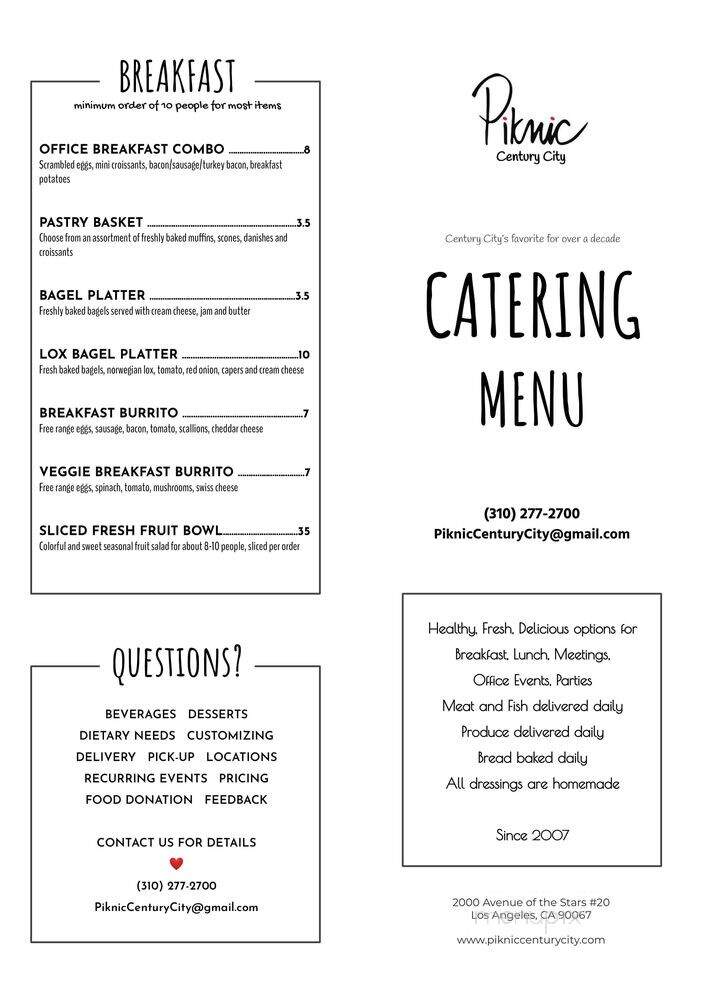 Piknic - Century City, CA menu_pic