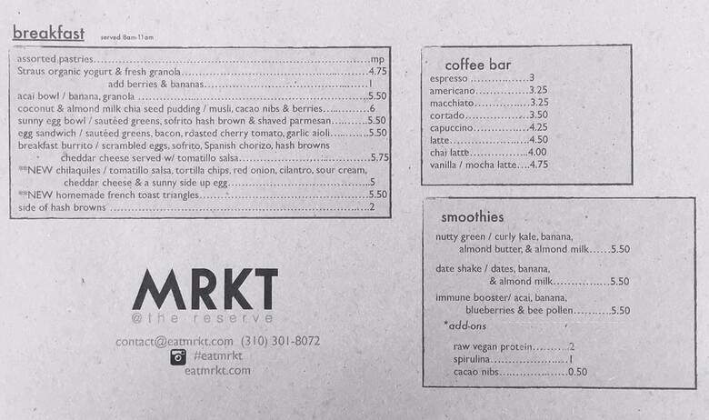 MRKT at The Reserve - Playa Vista, CA menu_pic
