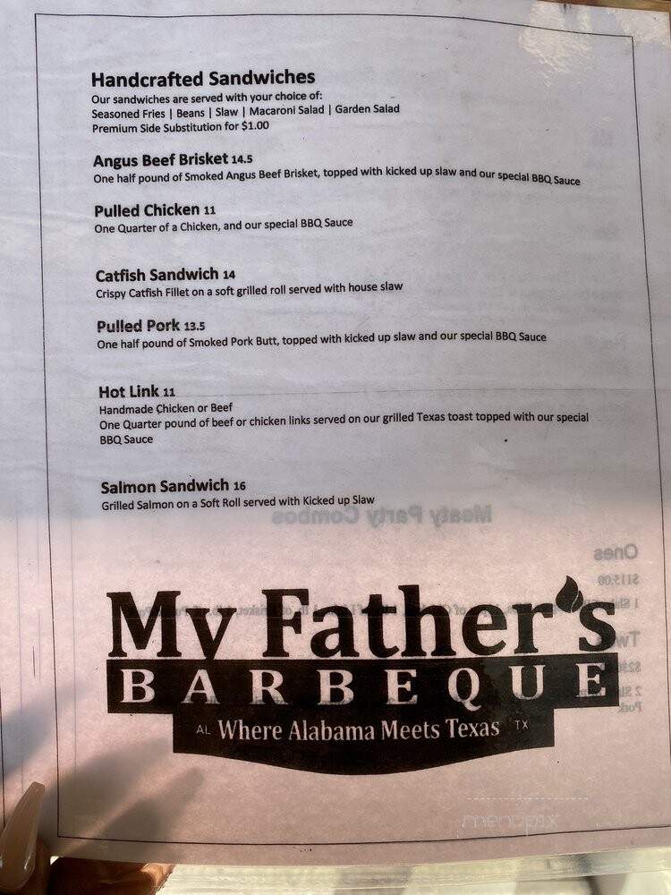 My Father's BBQ - Carson, CA menu_pic