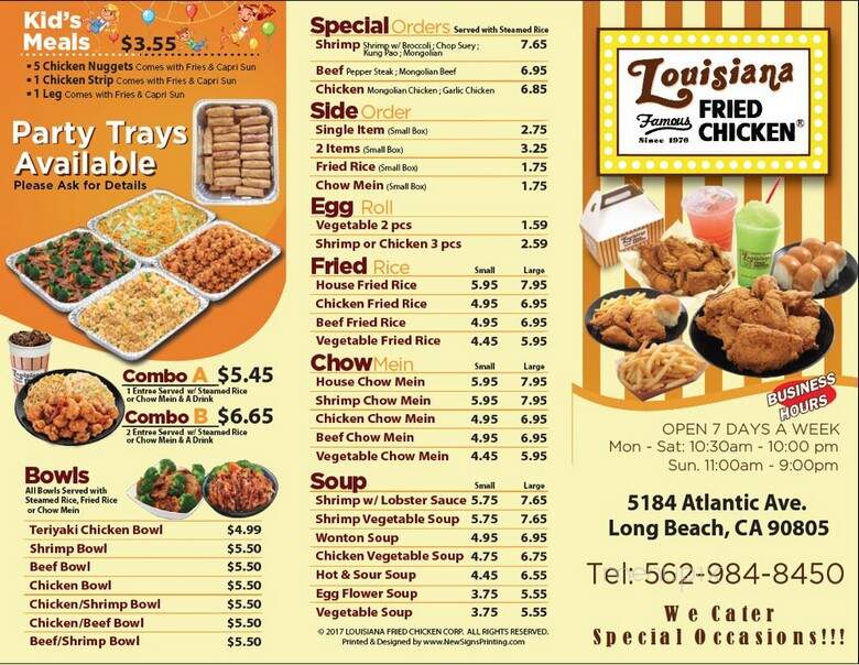 Louisiana Fried Chicken - Long Beach, CA menu_pic