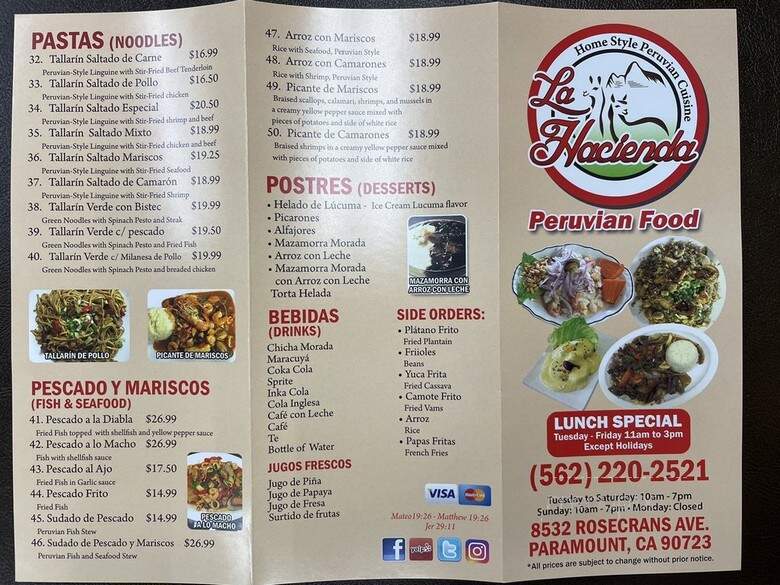 La Hacienda - Paramount, CA menu_pic