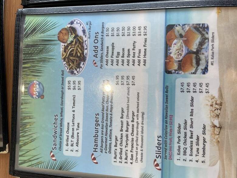 Rutts Hawaiian Cafe - Los Angeles, CA menu_pic