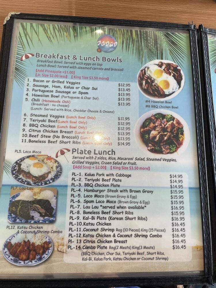 Rutts Hawaiian Cafe - Los Angeles, CA menu_pic