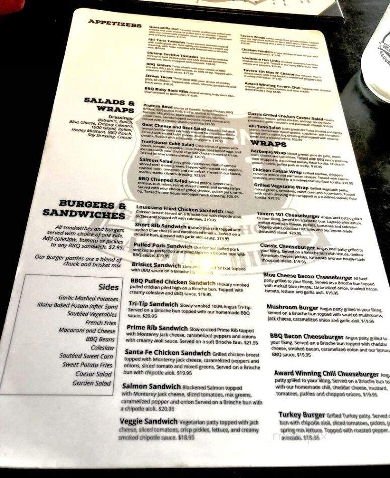Tavern 101 American Grill - Agoura Hills, CA menu_pic