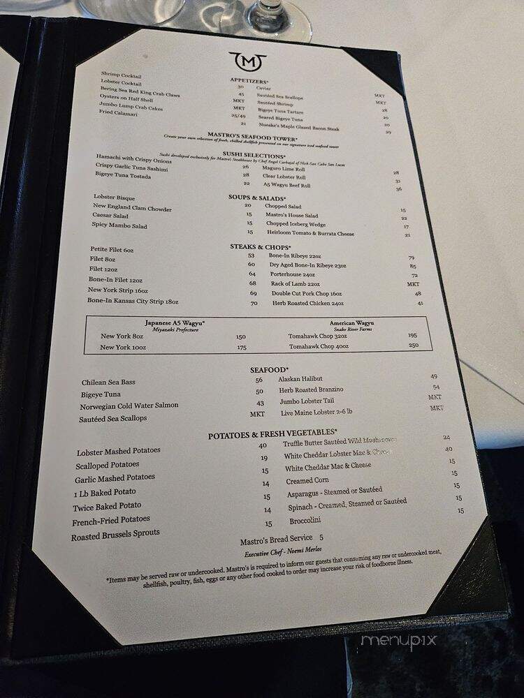 Mastro's Ocean Club - Malibu, CA menu_pic