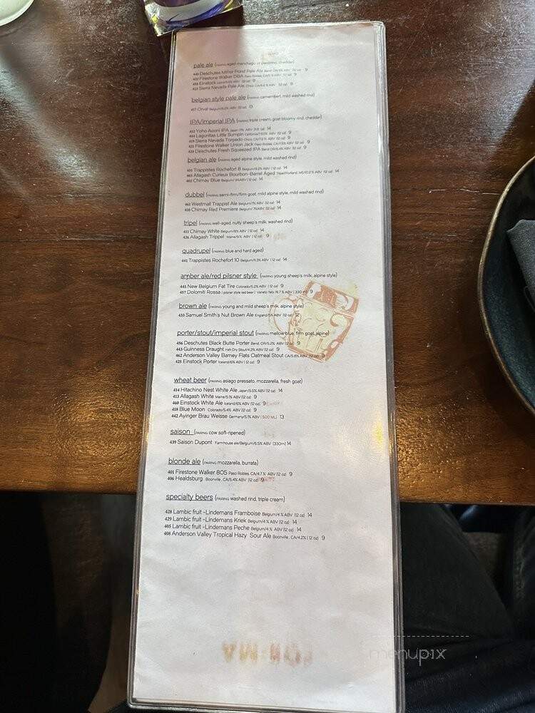 Forma Restaurant & Cheese Bar - Santa Monica, CA menu_pic