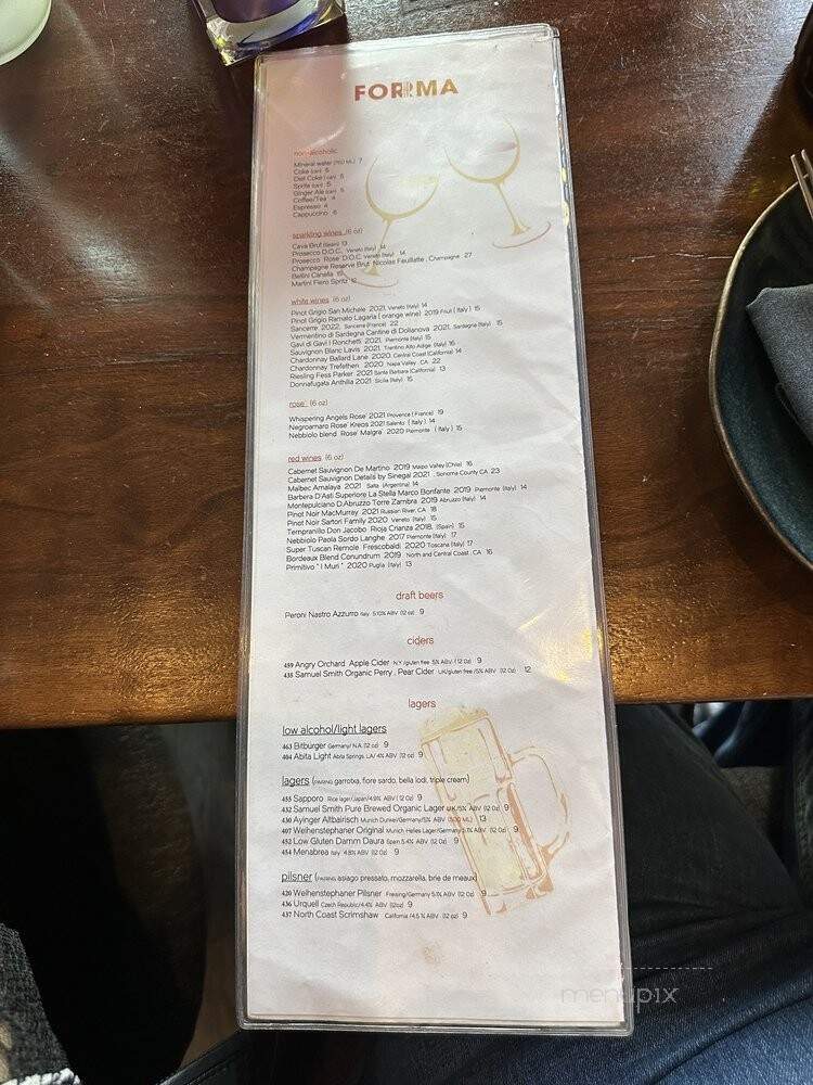 Forma Restaurant & Cheese Bar - Santa Monica, CA menu_pic