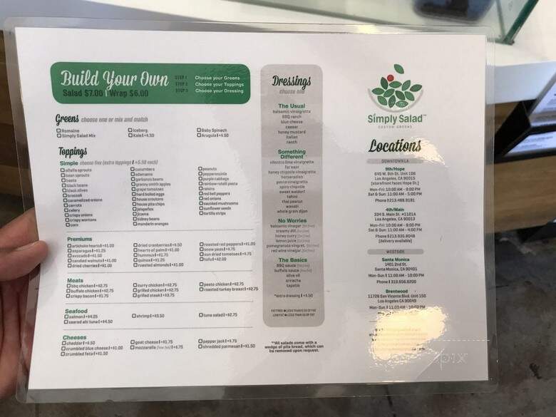 Simply Salad - Santa Monica, CA menu_pic
