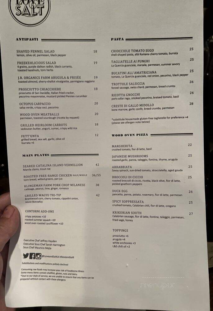 Love & Salt - Manhattan Beach, CA menu_pic
