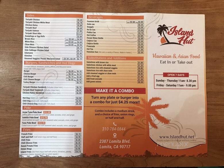 Island Hut - Lomita, CA menu_pic