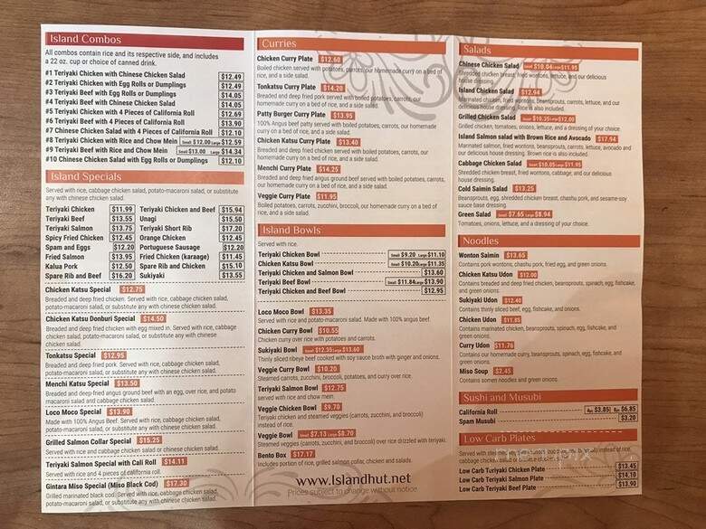 Island Hut - Lomita, CA menu_pic