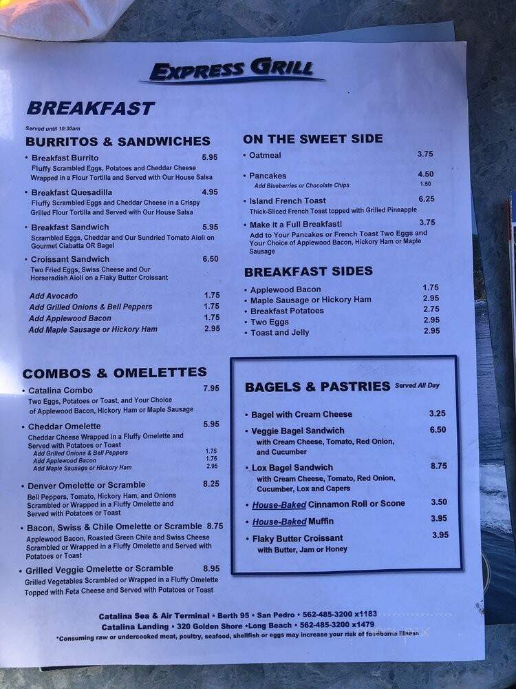 Catalina Bistro and Express Grill - San Pedro, CA menu_pic