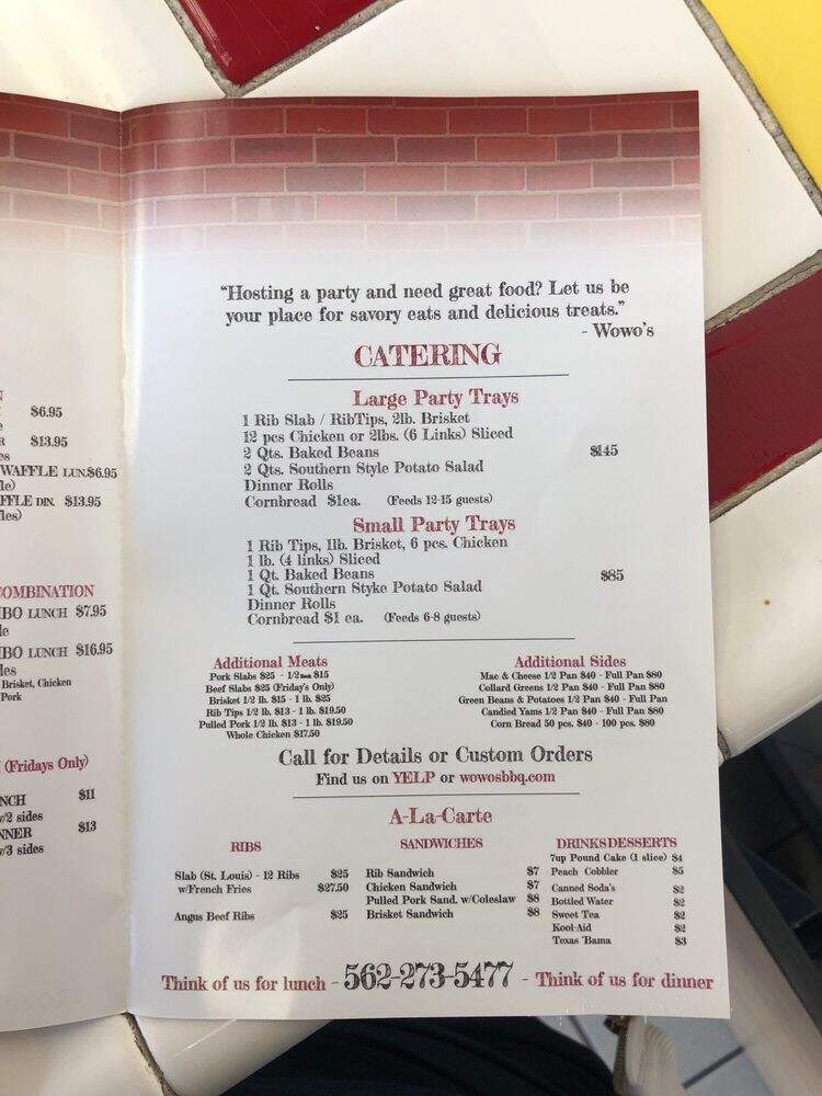 Wowo's Smokin' Hot BBQ - Whittier, CA menu_pic