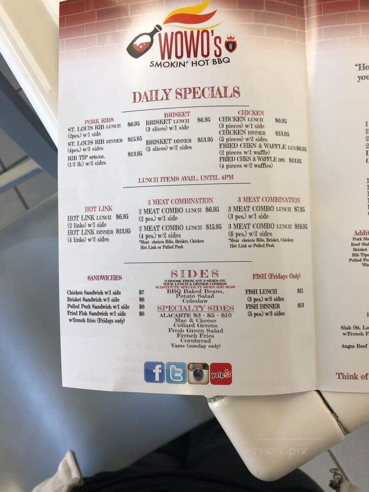 Wowo's Smokin' Hot BBQ - Whittier, CA menu_pic
