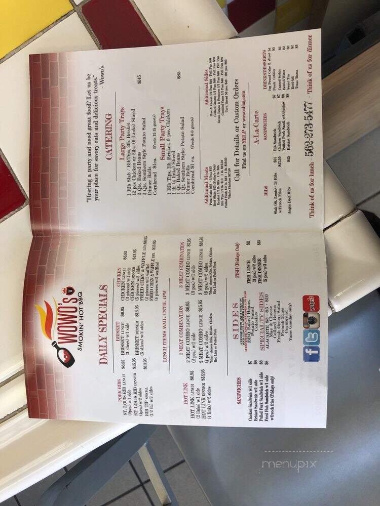 Wowo's Smokin' Hot BBQ - Whittier, CA menu_pic