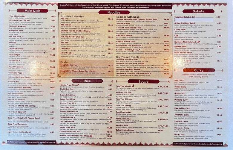 Monora Thai Cuisine - Cerritos, CA menu_pic
