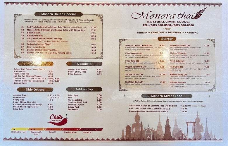 Monora Thai Cuisine - Cerritos, CA menu_pic
