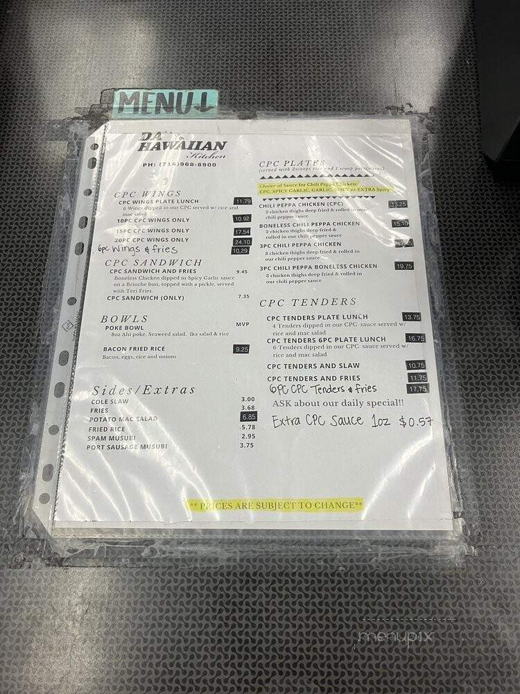Da Hawaiian Kitchen - Huntington Beach, CA menu_pic