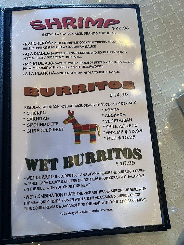 Rivera's - Long Beach, CA menu_pic
