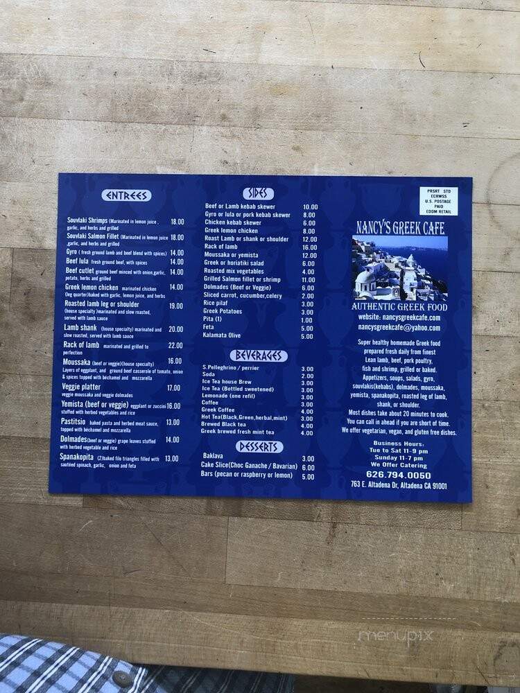 Nancy's Greek Cafe - Altadena, CA menu_pic