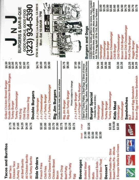 JNJ Burger BBQ - Baldwin Park, CA menu_pic