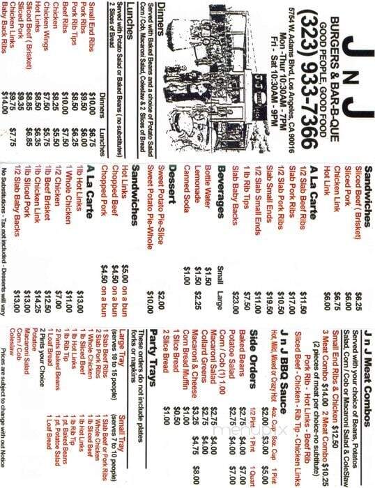 JNJ Burger BBQ - Baldwin Park, CA menu_pic
