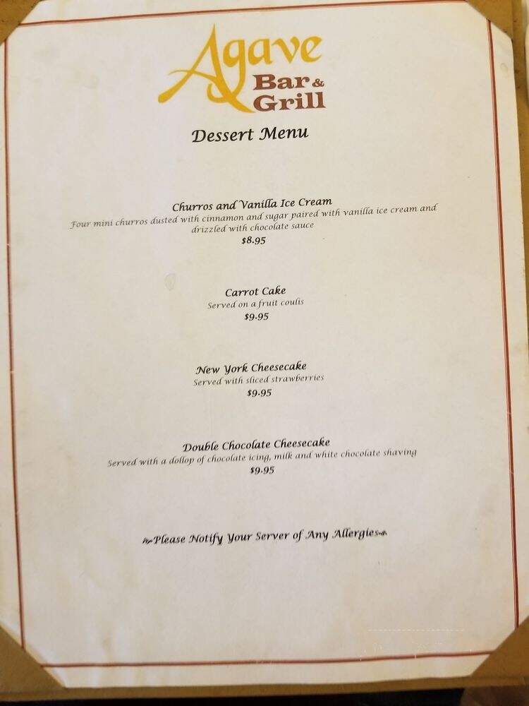 Agave Bar and Grill - Sunland, CA menu_pic