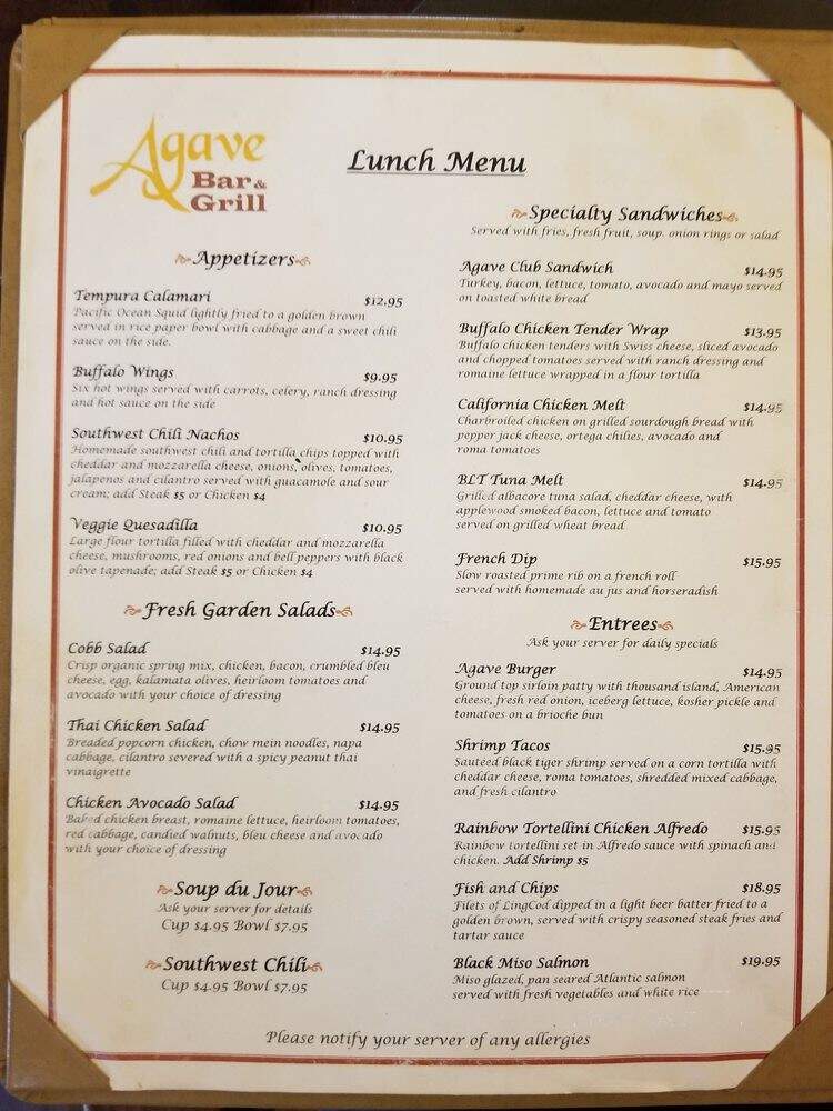 Agave Bar and Grill - Sunland, CA menu_pic
