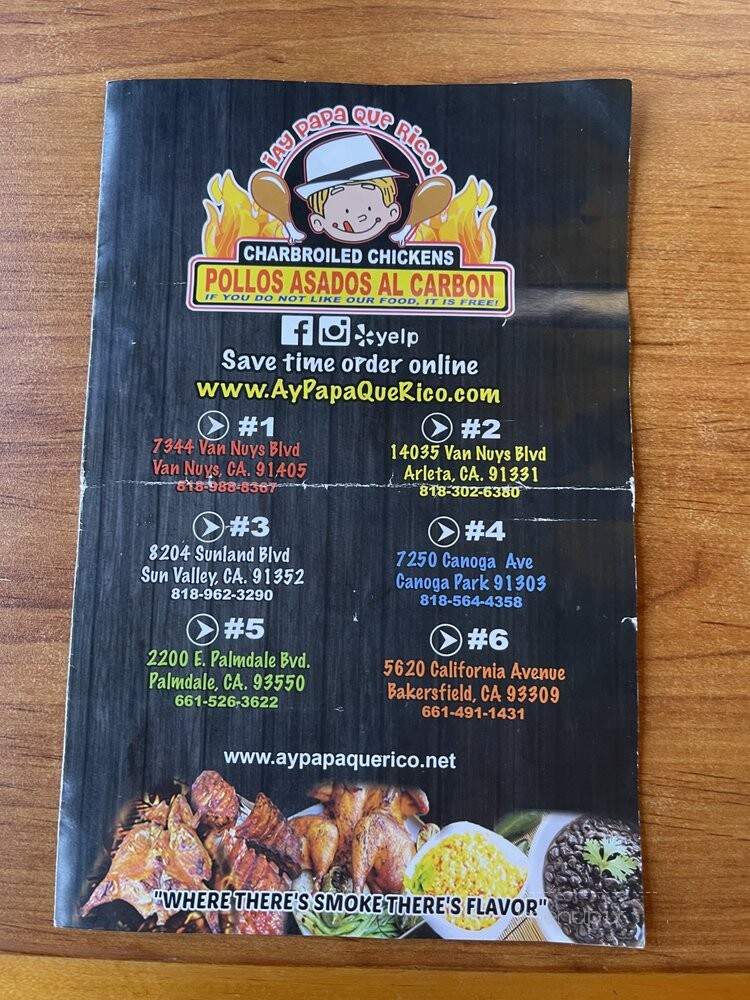 Ay Papa Que Rico - Van Nuys, CA menu_pic