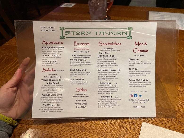 Story Tavern - Burbank, CA menu_pic