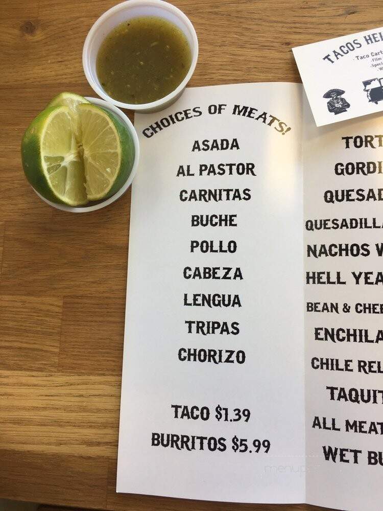Tacos Hell Yeah - Los Angeles, CA menu_pic