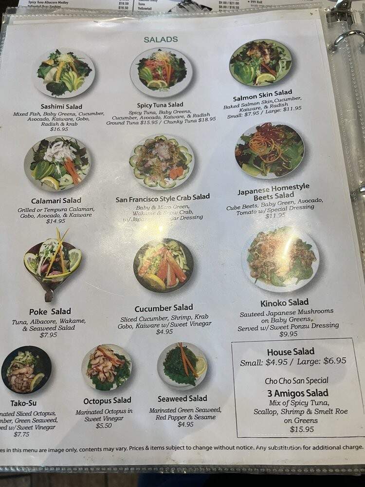 Cho Cho San - Encino, CA menu_pic