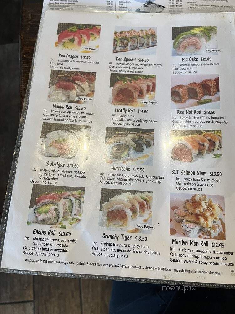 Cho Cho San - Encino, CA menu_pic