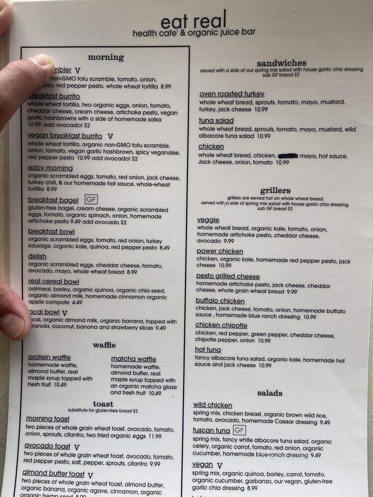 Eat Real Cafe - Santa Clarita, CA menu_pic