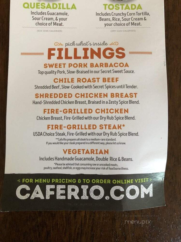 Cafe Rio - Santa Clarita, CA menu_pic