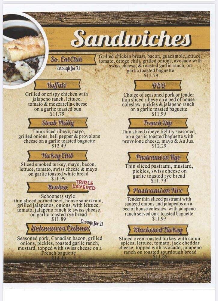Schooners Patio Grille - Santa Clarita, CA menu_pic