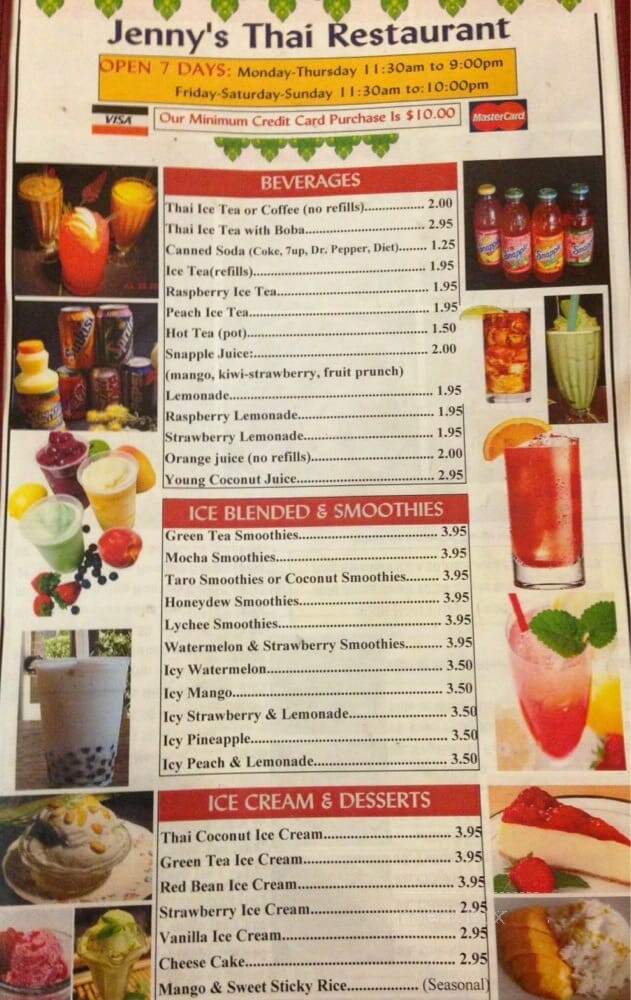 Jenny's Thai Restaurant - Mission Hills, CA menu_pic