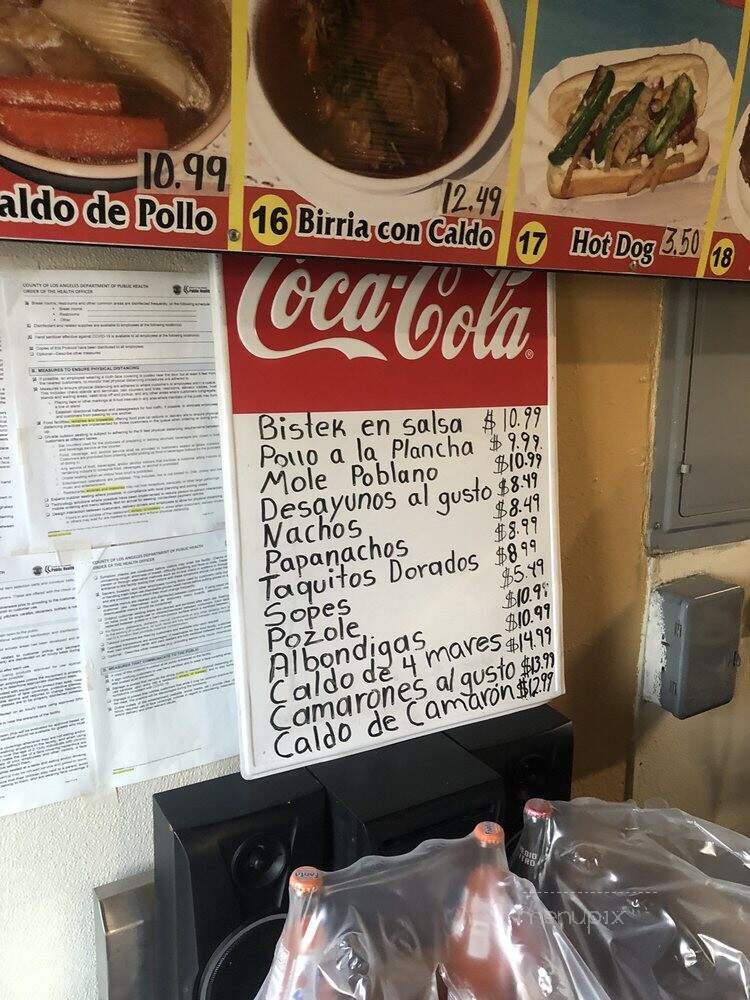 El Calamar - Pacoima, CA menu_pic