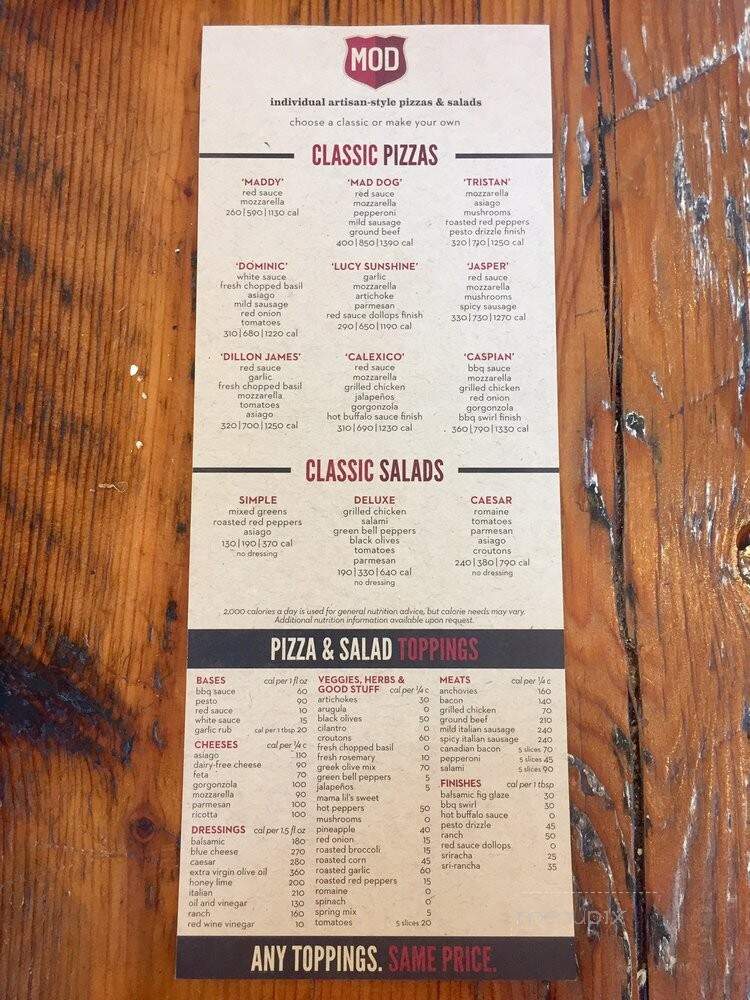 MOD Pizza - North Hollywood, CA menu_pic