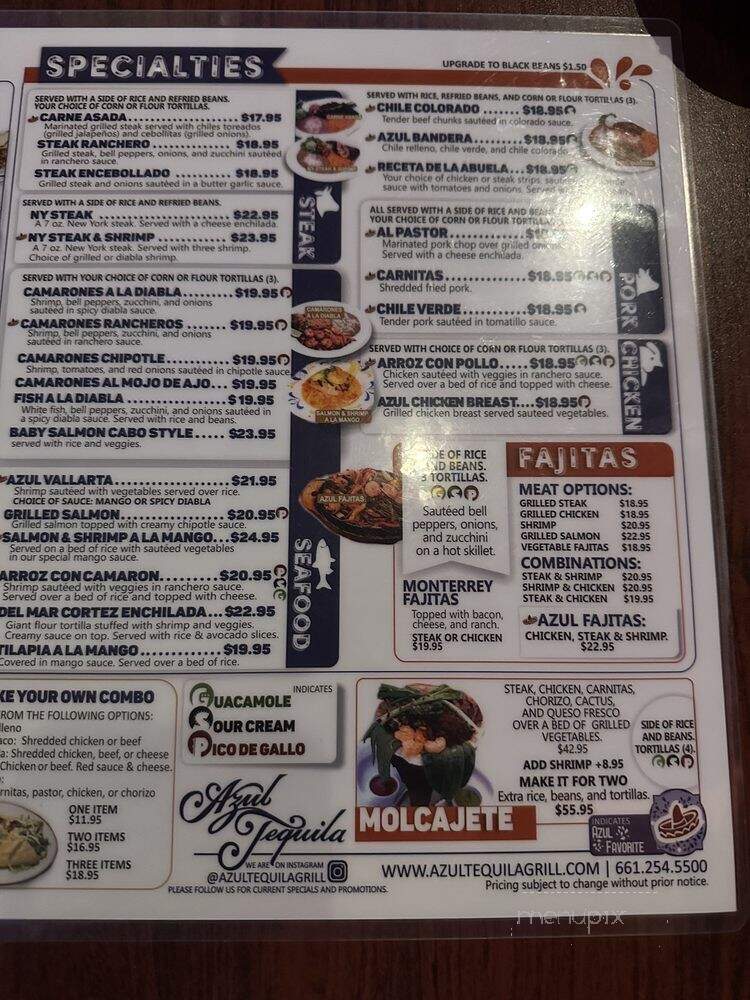 Azul Tequila - Valencia, CA menu_pic