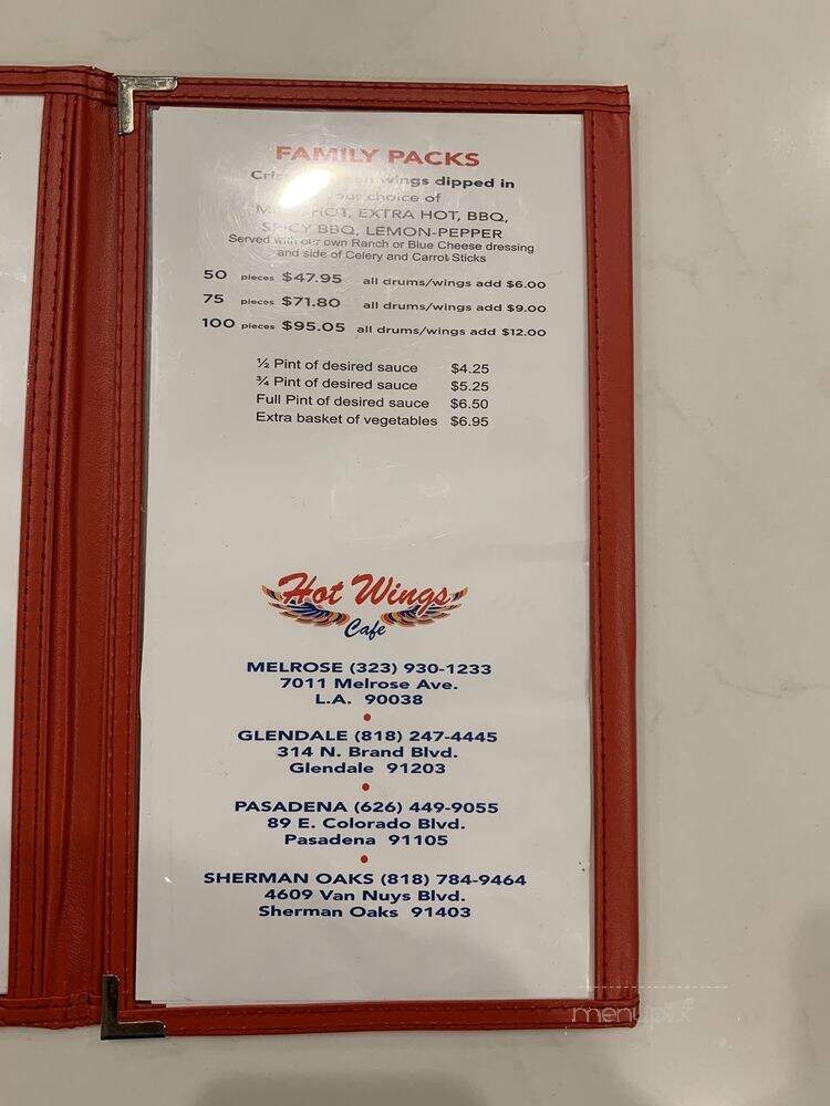 Hot Wings Cafe - Sherman Oaks, CA menu_pic