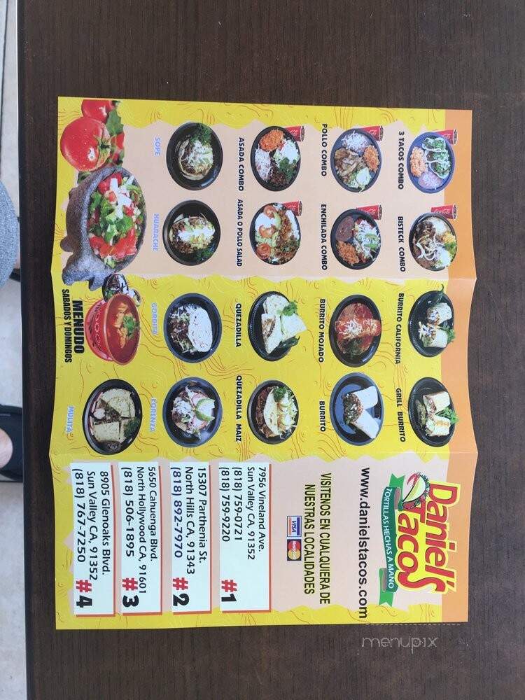 Daniel's Tacos - North Hollywood, CA menu_pic