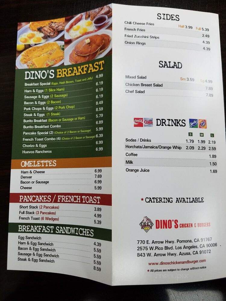 Dino's Chicken and Burgers - Pomona, CA menu_pic
