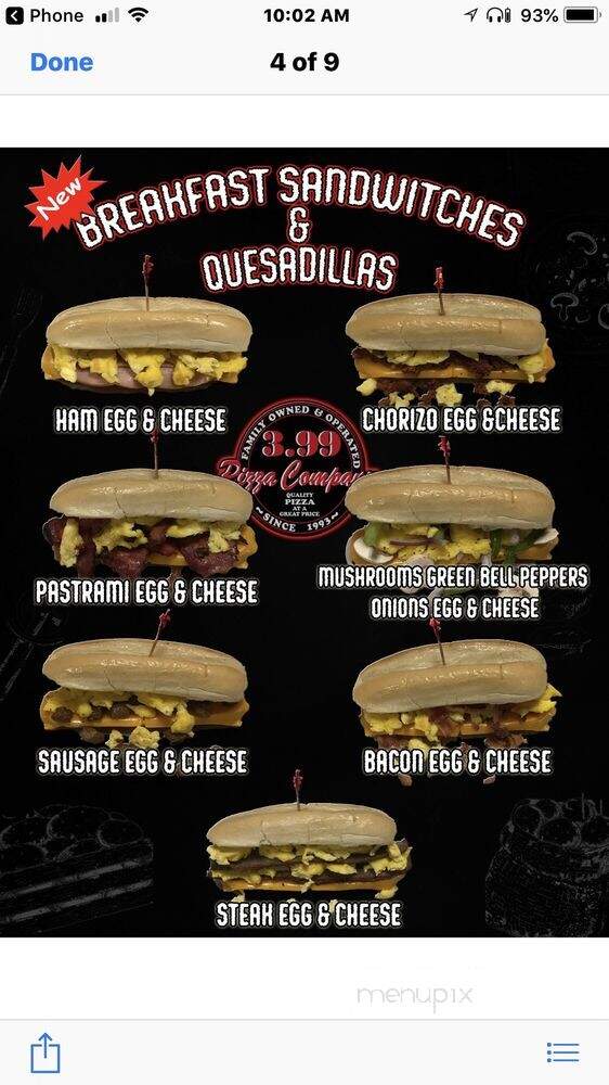 $3.99 Pizza Co - Covina, CA menu_pic