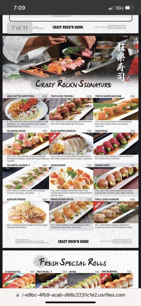 Crazy Rock'N Sushi - La Puente, CA menu_pic