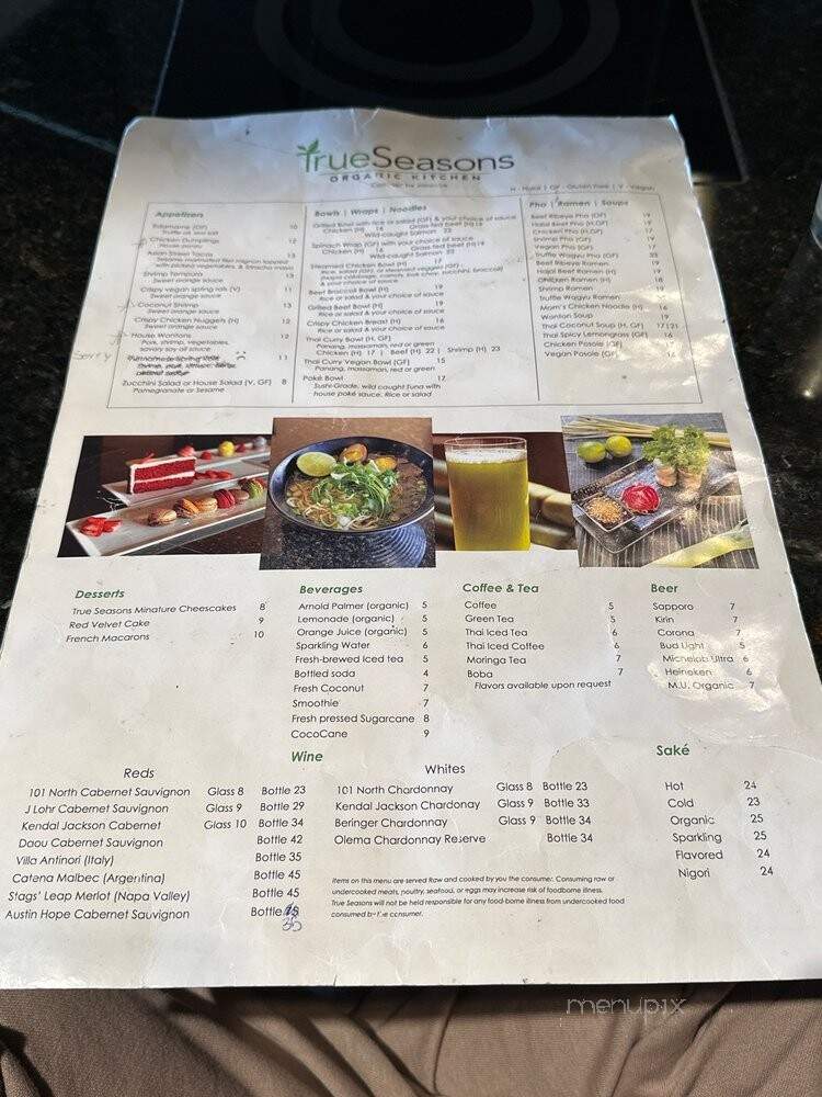 True Seasons Organic Kitchen - Anaheim, CA menu_pic