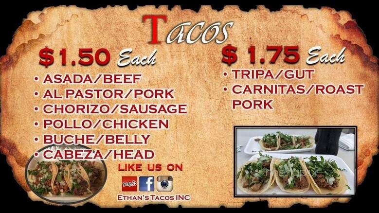 Ethans Tacos - La Puente, CA menu_pic