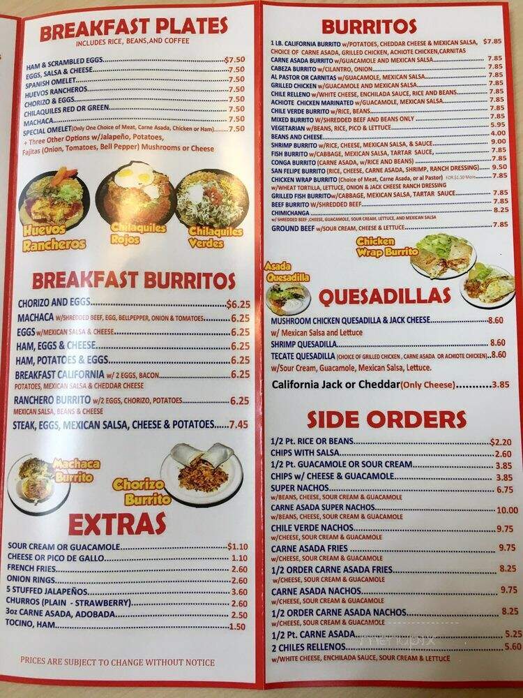 Santana's Mexican Food - Pomona, CA menu_pic