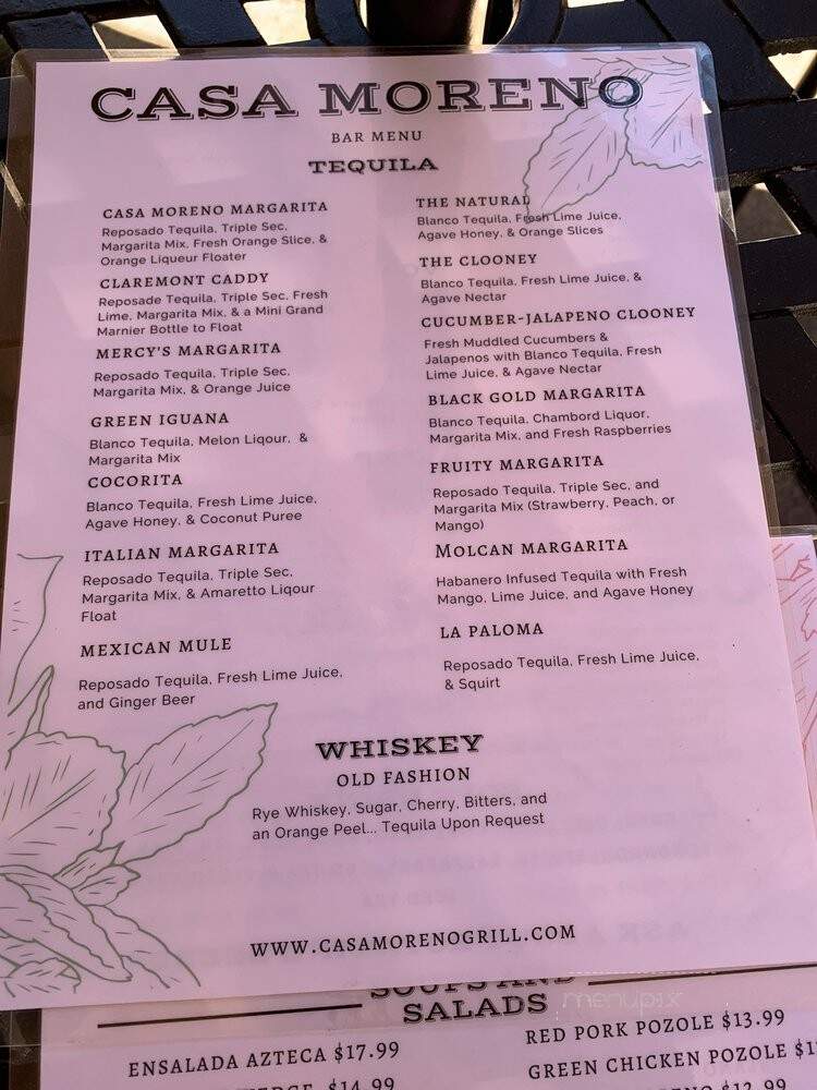 Casa Moreno - Claremont, CA menu_pic