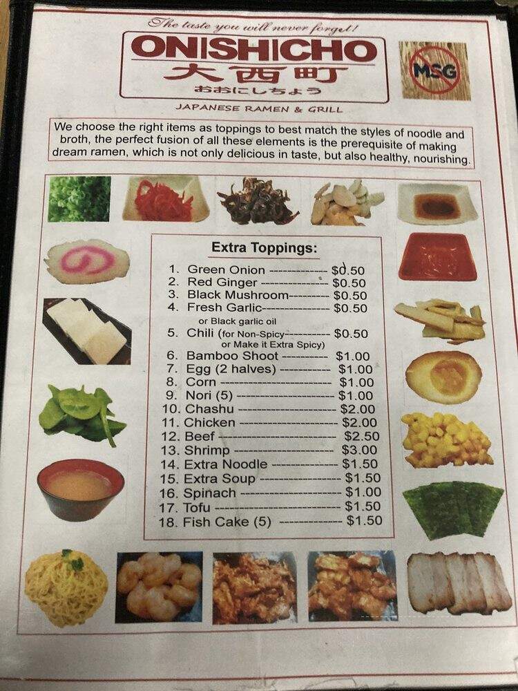 Onishicho Ramen - Pomona, CA menu_pic